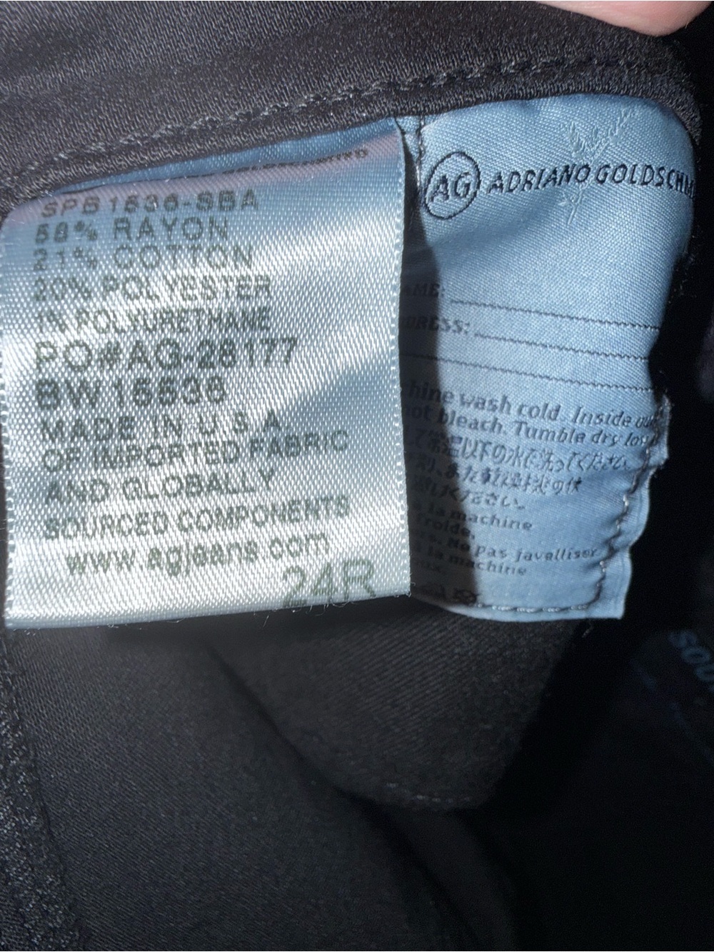 Adriano Goldschmied AG Mid-Rise Stevie Slim Straight Black Jeans-Size 24R - Picture 8 of 8